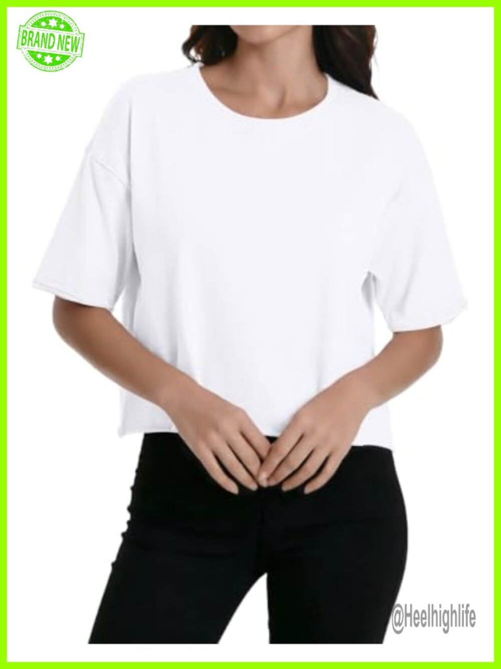 Women's Cotton Blend Crop Top Short Sleeve Athletic Yoga Running Tee